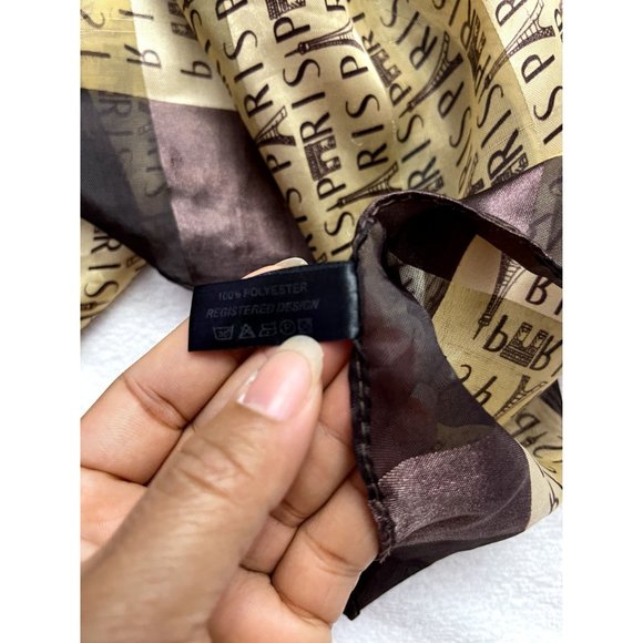 J. Mico Sancho Paris Women's Large Gold & Brown Scarf - Picture 7 of 7